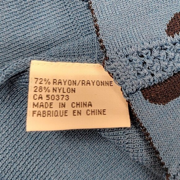 Blue Long Sleeved Blouse Top Applique Accents - Picture 10 of 12